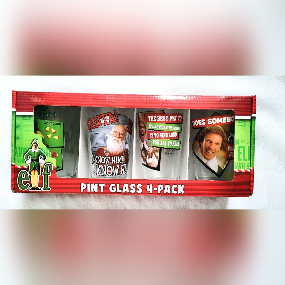 NWT! ELF Collection Pint Glass 4 Pack Christmas/Holiday Set